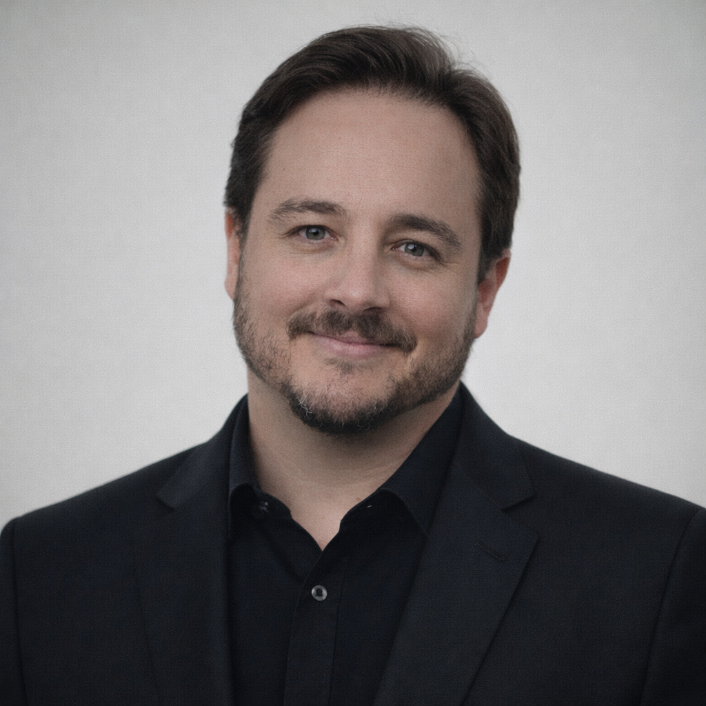 Dave Morris black suit studio portrait